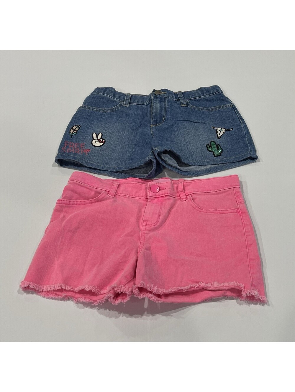 The Children's Place Girls Size 10 Denim Jeans Shorts Lot of 2 Adjustable Waist
